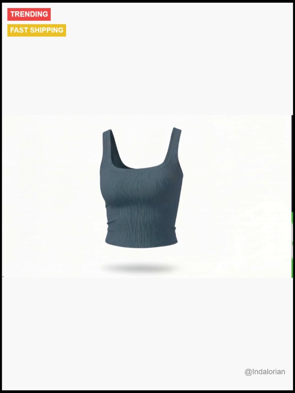 Ribbed Square Neck Crop Tank Top Sleeveless Summer Workout Top - Picture 6 of 6